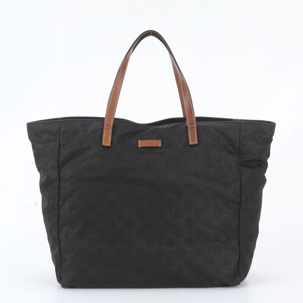 Gucci GG Nylon 282439 Leather Tote Bag Shoulder Handbag Black Women's